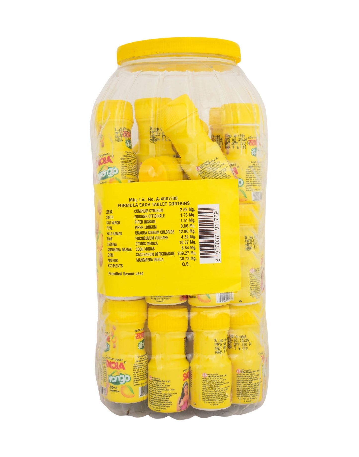 Satmola Mango Flavour Digestive Candy Jar | Pack of 40 Bottles Bulk Value