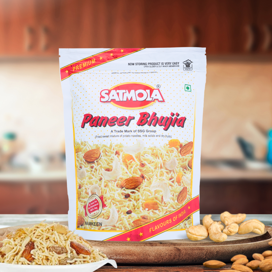 Satmola Indulgent Assortment: Namkeen Combo Pack - Paneer Bhujia 300g + Shahi Mix 300g + Mumbaiya Mix 425g