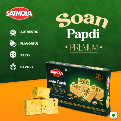 SATMOLA Festive Combo - SPICY PANEER BHUJIA 400g, SOAN PAPDI 400g, DIGESTIVE AAM PAPAD 220g, GULAB MOUTH FRESHENER 200g