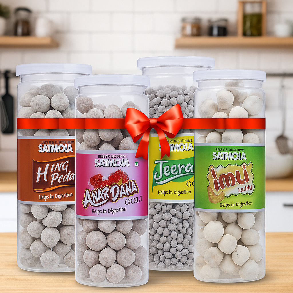 Satmola Tasty & Digestive Candy Combo | Anardana, Imli, Hing Peda & Jeera Goli