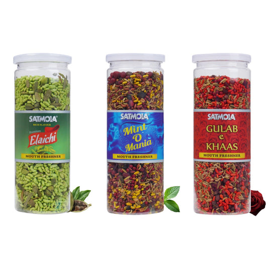 ELAICHI, MINT-O-MANIA, GULAB-E-KHAS (Combo Pack of 3) – Flavorful Mouth Freshener Set