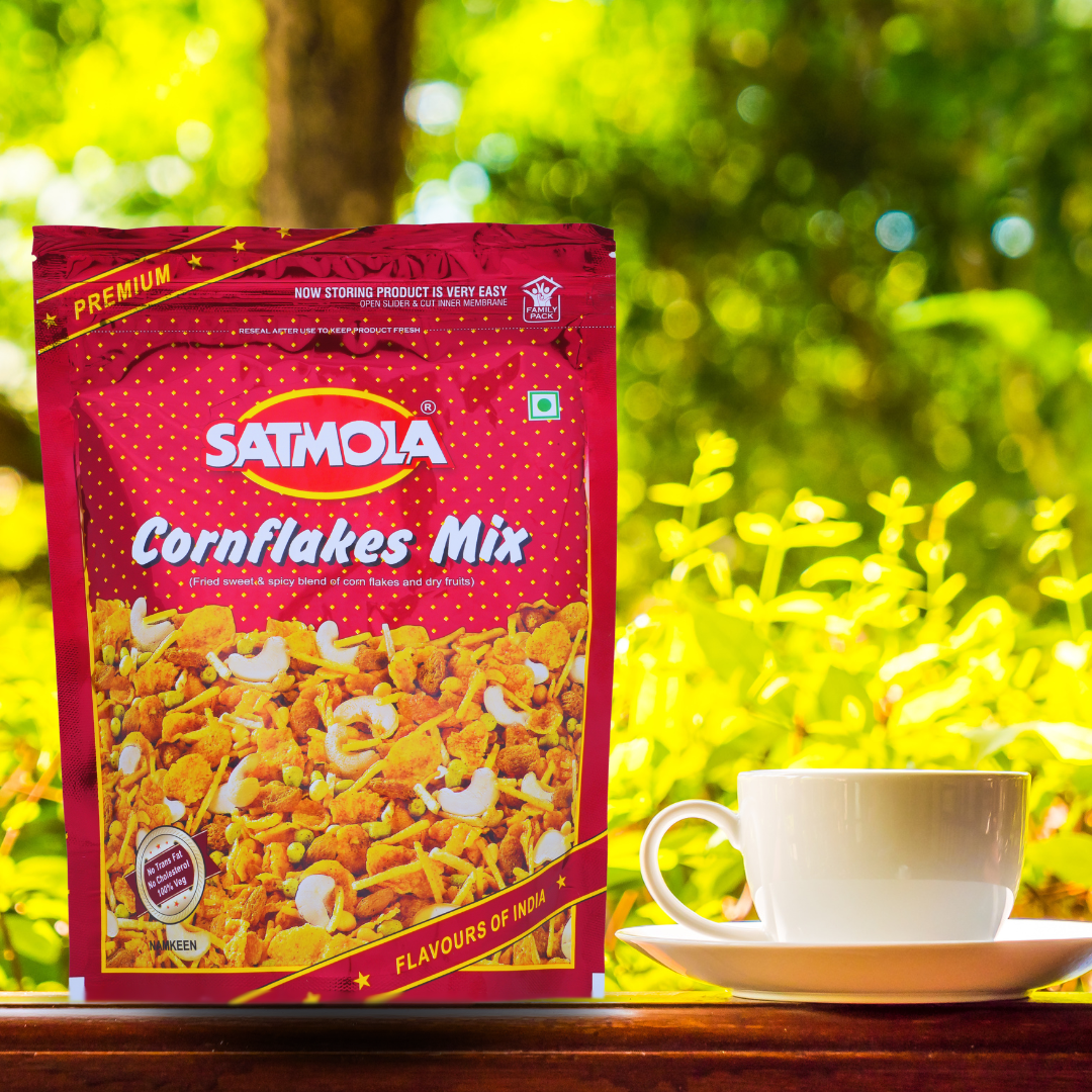 Satmola Crunchy Namkeen Duo: Combo Pack - Cornflakes Mix 300g + Moong Dal 350g