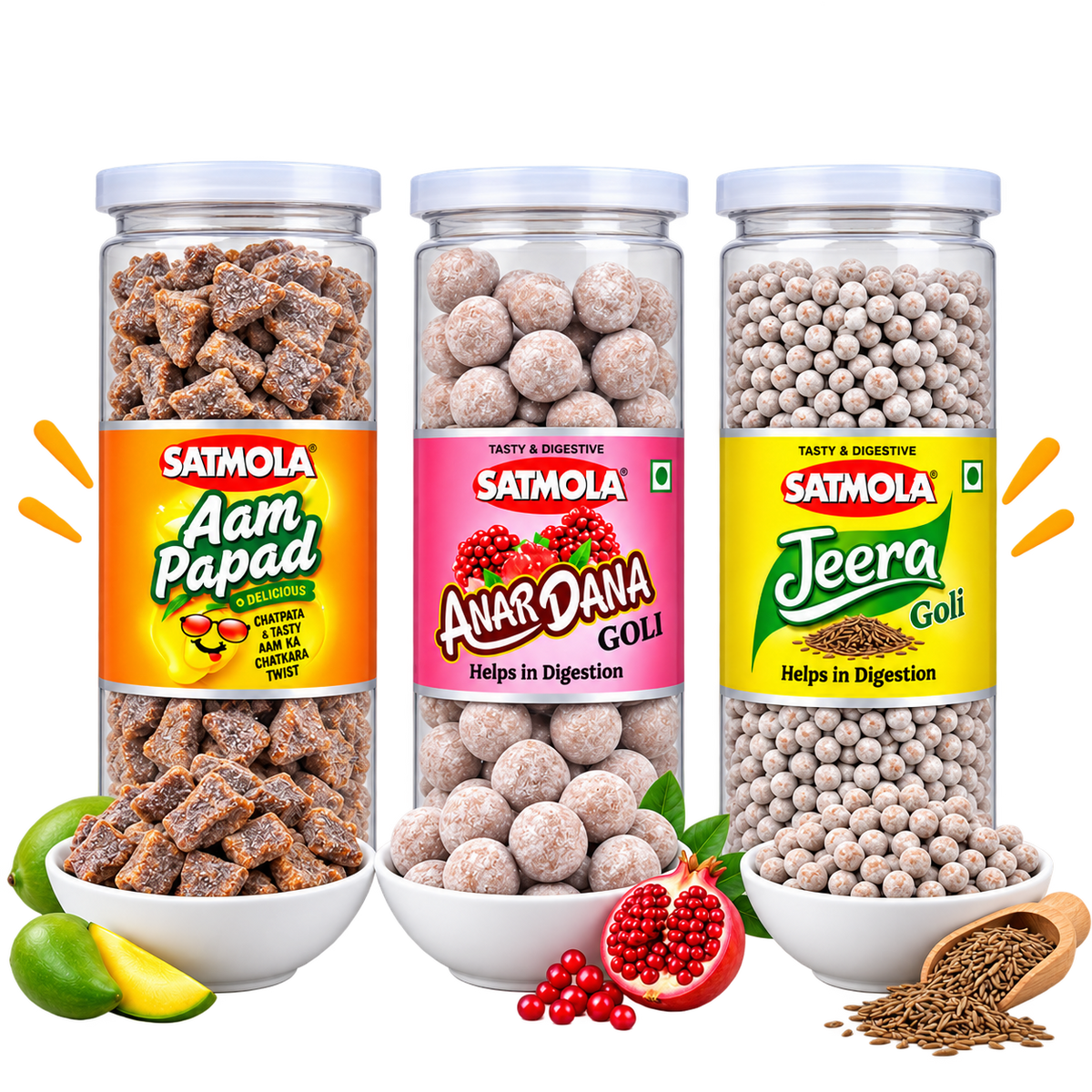 Anardana, Aam Papad & Jeera Goli Digestive Candy | Pack of 3 – Tasty & Healthy