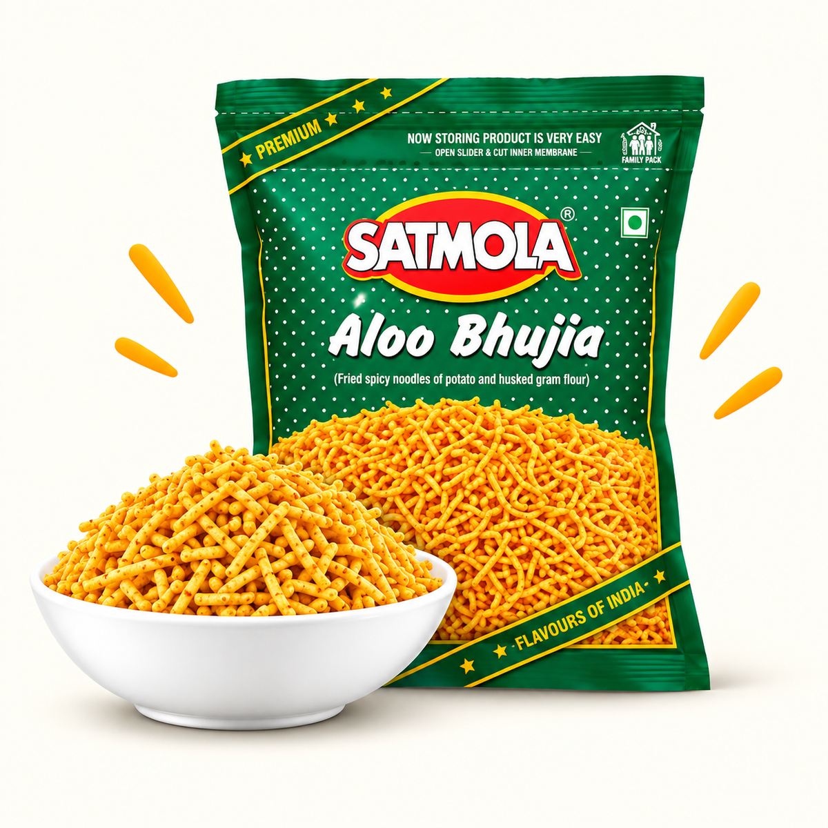 Aloo Bhujia Namkeen – Crispy & Spicy Indian Snack | Satmola