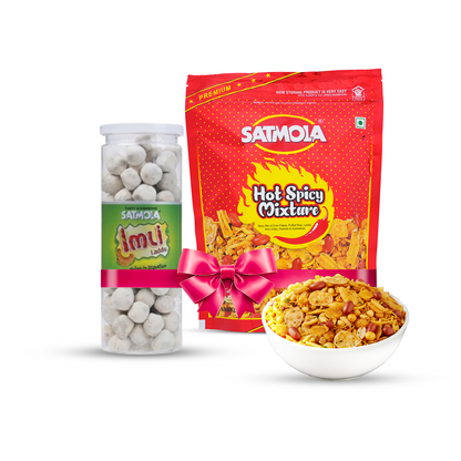 Satmola Festive Combo – Hot Spicy Mixture Namkeen & Imli Candy (Pack of 2)