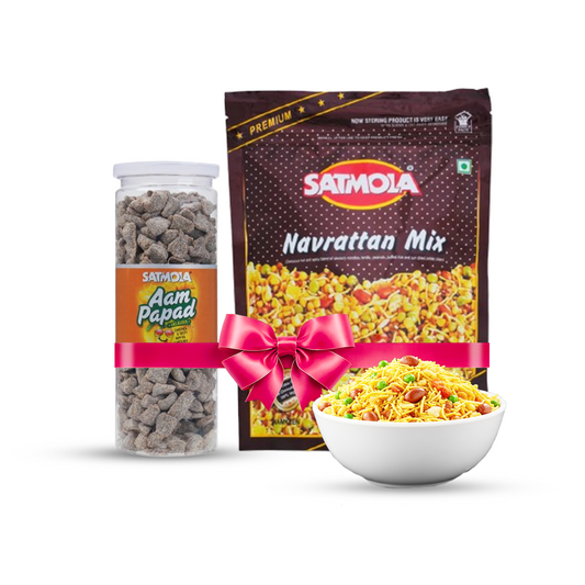 Satmola Festive Combo – Navrattan Mix Namkeen & Aam Papad Candy (Pack of 2)