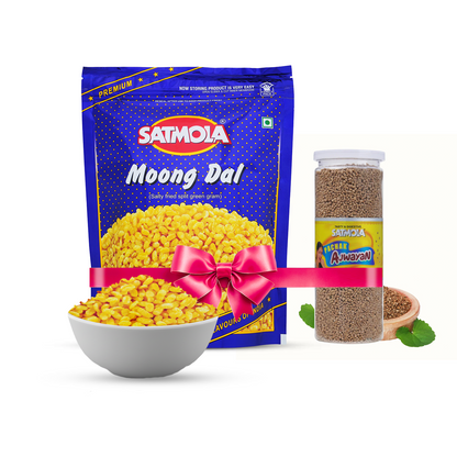 Satmola Festive Combo – Moong Dal Namkeen & Ajwain Tasty & Digestive Bottle (Pack of 2)
