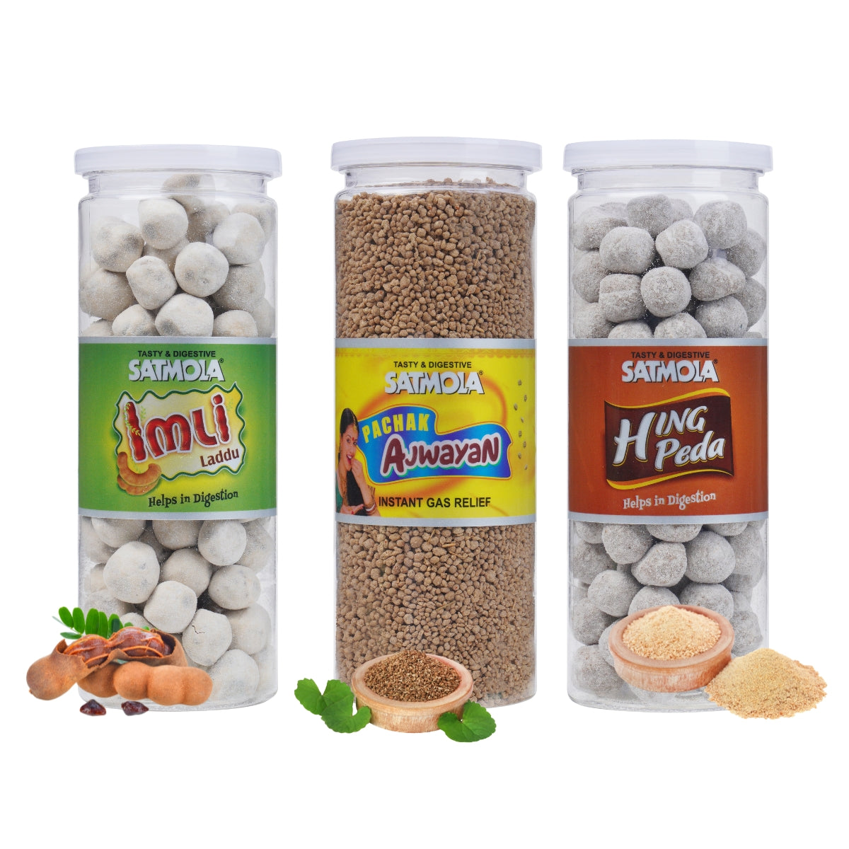 IMLI LADDU, AJWAIN, HING PEDA (Pack of 3) – Digestive Candy Combo