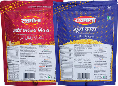 Satmola Cornflakes Mix & Moong Dal Namkeen Combo – Crunchy, Tasty & Perfect Snack (300g + 350g)
