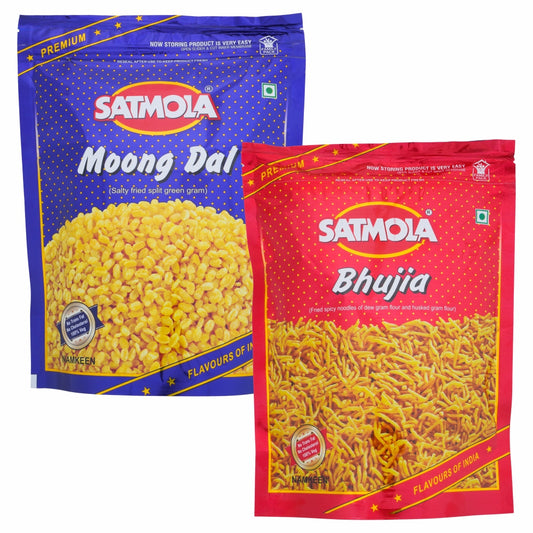 Satmola Savor the Crunch: Namkeen Combo Pack - Moong Dal 350g + Bikaneri Bhujia 400g