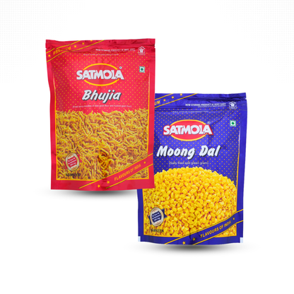 Satmola Moong Dal & Bikaneri Bhujia Combo – Crunchy, Tasty Namkeen Snacks (350g + 400g)
