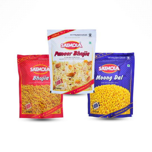 Satmola Namkeen Combo Pack Paneer Bhujia Moong Dal Bikaneri Bhujia